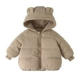 thumbnail image 2 of Swuxness Toddler Hooded Warm Fleece Coat, Kids Winter Long Sleeve Jacket, Toddler Solid Color Corduroy Zip Up Jacket with Front Pockets for Boys and Girls Khaki, 2-3 Years, 2 of 4