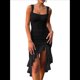 thumbnail image 3 of Vestido Midi Ajustado Fruncido para Mujer, Escote Cuadrado, Sin Mangas, Bajo con Volantes, Vestido de Fiesta para Discoteca, Negro, Talla XL, 3 of 7