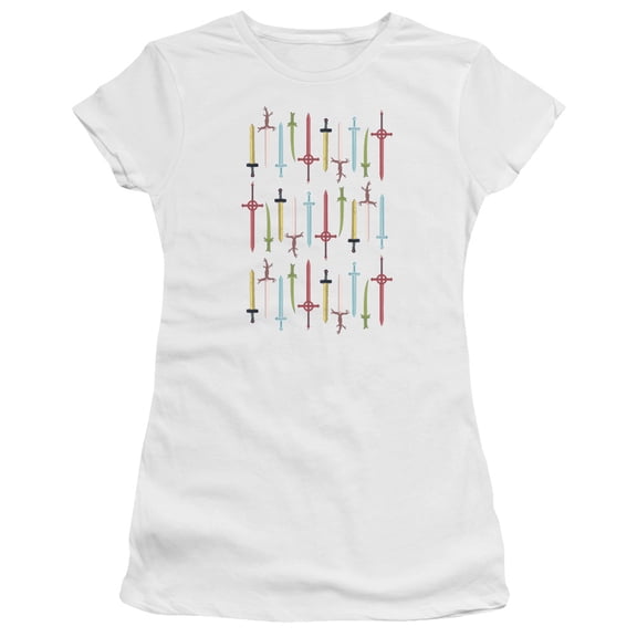 Adventure Time Swords S/S Junior Women's T-Shirt Sheer White