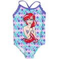 thumbnail image 3 of Disney Princess Ariel Little Girls One Piece Bathing Suit Rash Guard Tankini Top Swim Skirt Modest Swimsuit and Bikini Bottom 5 Set Toddler to Big Kid, 3 of 5