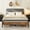 Beige, variant on Lofka Full Size Bed Frame with Upholstered Headboard, Metal Bed Frame with Wooden Slats, Beige
