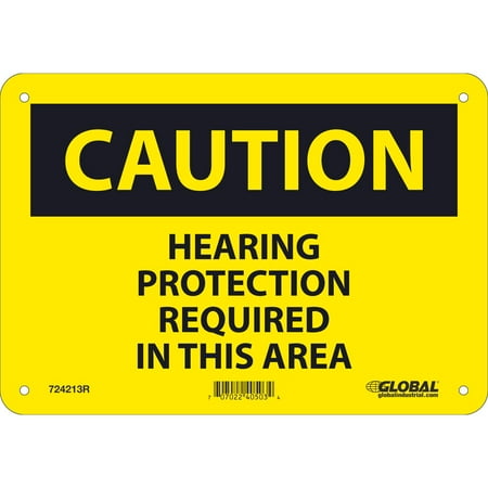 Caution Hearing Protection Required 7x10 Rigid Plastic
