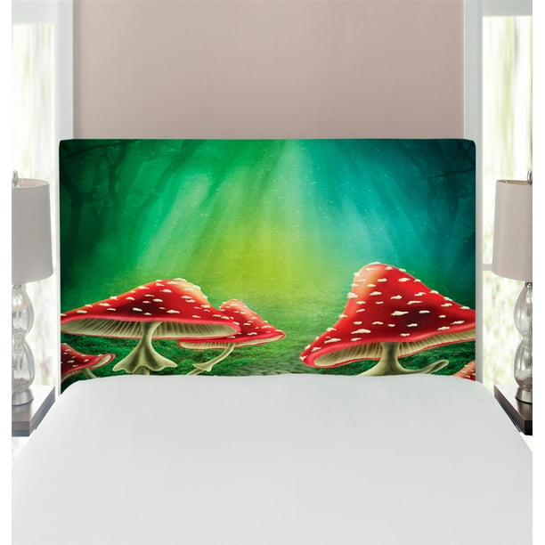 Mushroom Headboard, Dark Forest with Mushrooms Adventure Misty