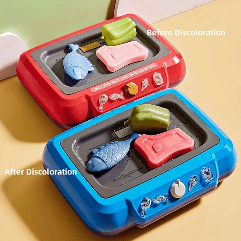 LOYALSE Gourmet Cooking Box Toy, Pretend Play Gourmet Cooking Box for Kids,  Simulation Water Fryer Food Color Changing Simulation Cooking Toy, Pretend
