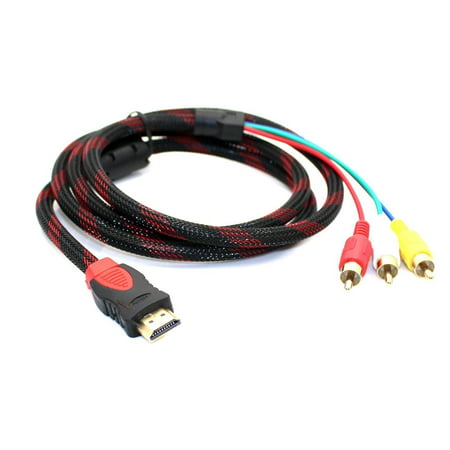 5 Feet/1.5M 1080P HDTV HDMI Male to 3 RCA Audio Video AV Cable Cord (Best Rca Cables For Audio)