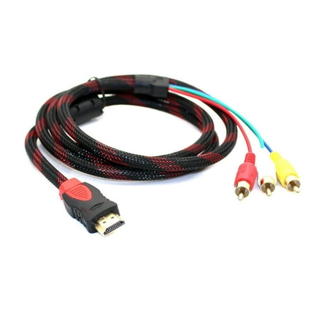 5 Feet/1.5M 1080P HDTV HDMI Male to 3 RCA Audio Video AV Cable Cord (Best Male To Male Audio Cable)