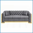 thumbnail image 3 of Grey Velvet Chesterfield Sofa, 84-Inch Tufted 3-Seat Couch with Gold Stainless Accents for Living Room, 3 of 11