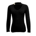 thumbnail image 4 of aidice Tops for Women Casual Choker Neck Cutout Long Sleeve Tshirts Slim Fitting Comfy Fall Shirts, 4 of 7