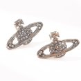 thumbnail image 1 of Crystal Saturn Heart Orb Drop Dangle Stud Earrings Rhinestone Silver Gold-In stock, 1 of 5