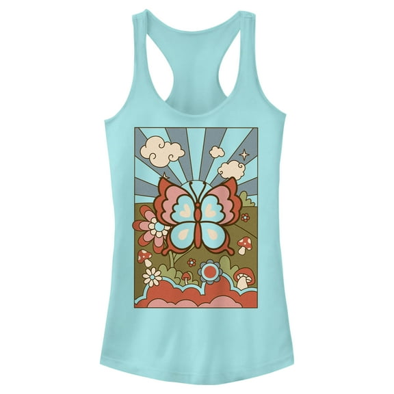 Junior's Lost Gods Retro Butterfly Tarot Racerback Tank Top Cancun 2X Large