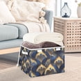 thumbnail image 3 of Yayeee Collapsible Cube Storage Bin with Lid Fabric Closet Decorative Basket with Handles, Blue Peacock Feathers Pattern, 3 of 7