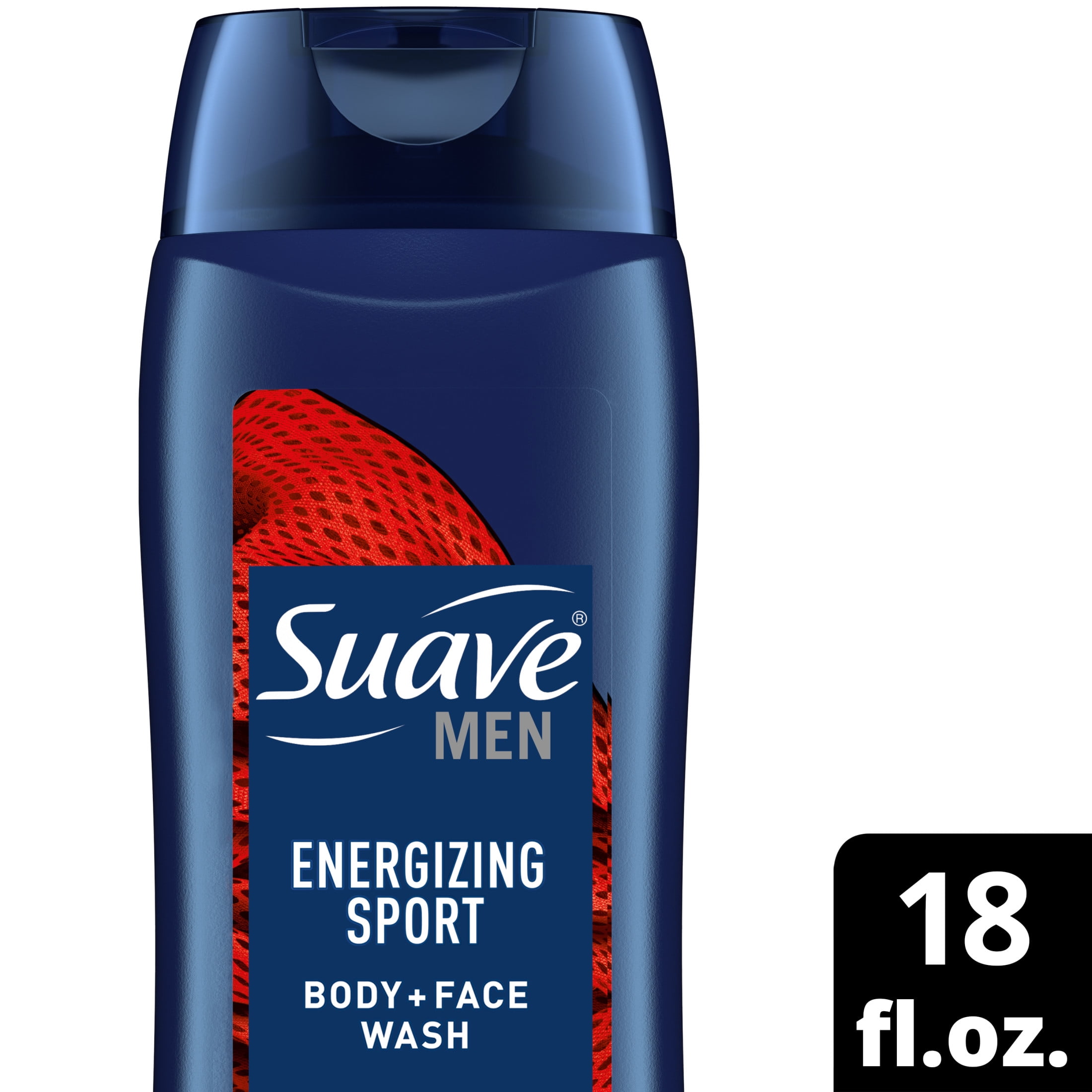 Suave Men Body & Face Wash, Energizing Sport, Bergamot & Wood, 18 oz