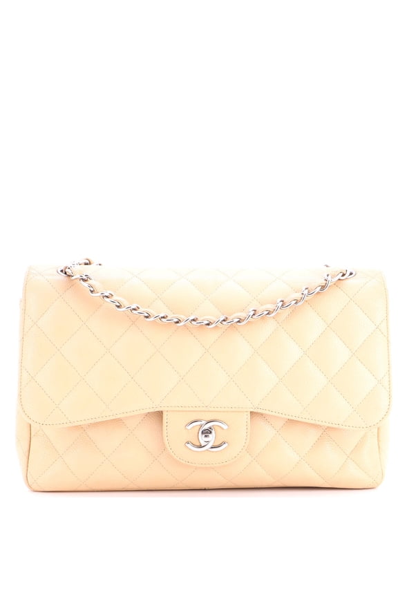 Pre-Owned Vintage Classic Double Flap Bag Quilted Caviar Jumbo By Rebag