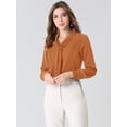 thumbnail image 3 of Blusa Elegante De Oficina De Trabajo Para Mujer, Camisa Plisada Con Cuello De Lazo Y Manga Larga Marrón S, 3 of 6