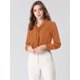 thumbnail image 3 of Blusa Elegante De Oficina De Trabajo Para Mujer, Camisa Plisada Con Cuello De Lazo Y Manga Larga Marrón S, 3 of 6