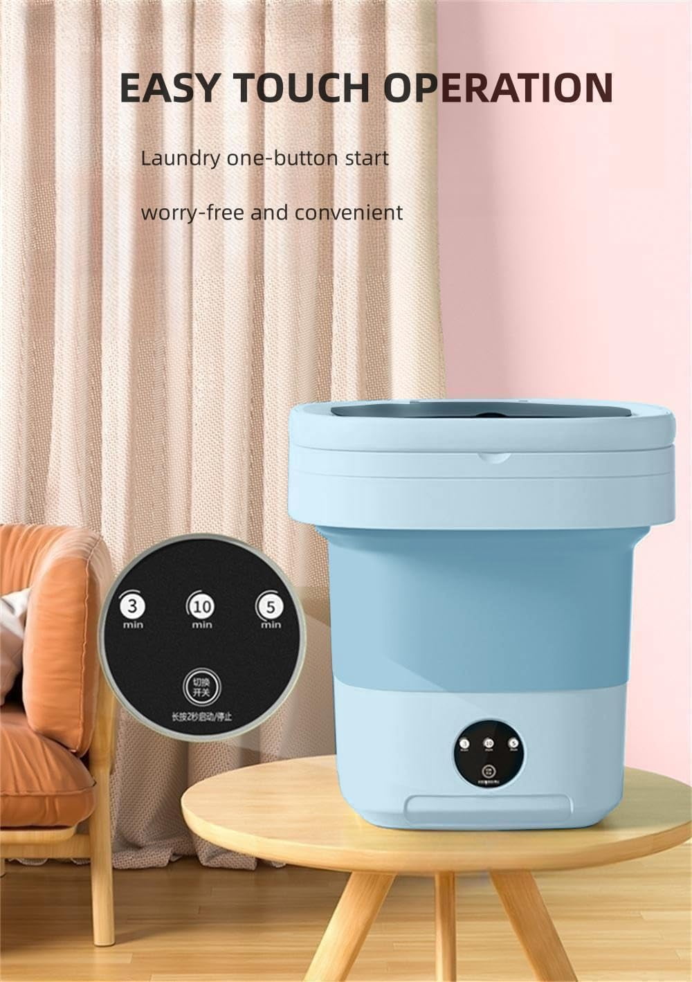 Portable Washing Machine, Mini Washer,11L Upgraded Large Capacity Foldable Washer.Deep Cleaning of Underwear, Baby Clothes and Other Small Clothes.Suitable for Apartments, Dormitories, Hotels.