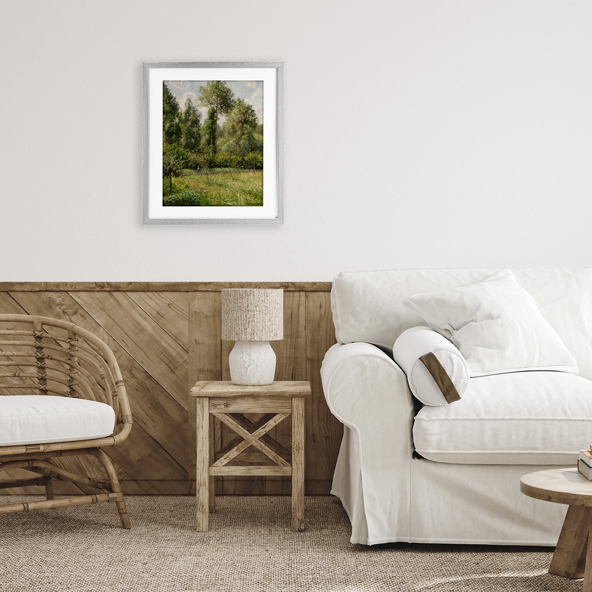 Stupell Industries Poplars Classic Landscape Gray Framed Print Under Glass, design by Camille Pissarro