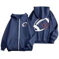 thumbnail image 1 of Sweat à Capuche de Sport Décontracté à Manches Longues avec Poche et Cordon de Serrage pour Femmes Imprimé Rugby à la Mode Taille 11, 1 of 5