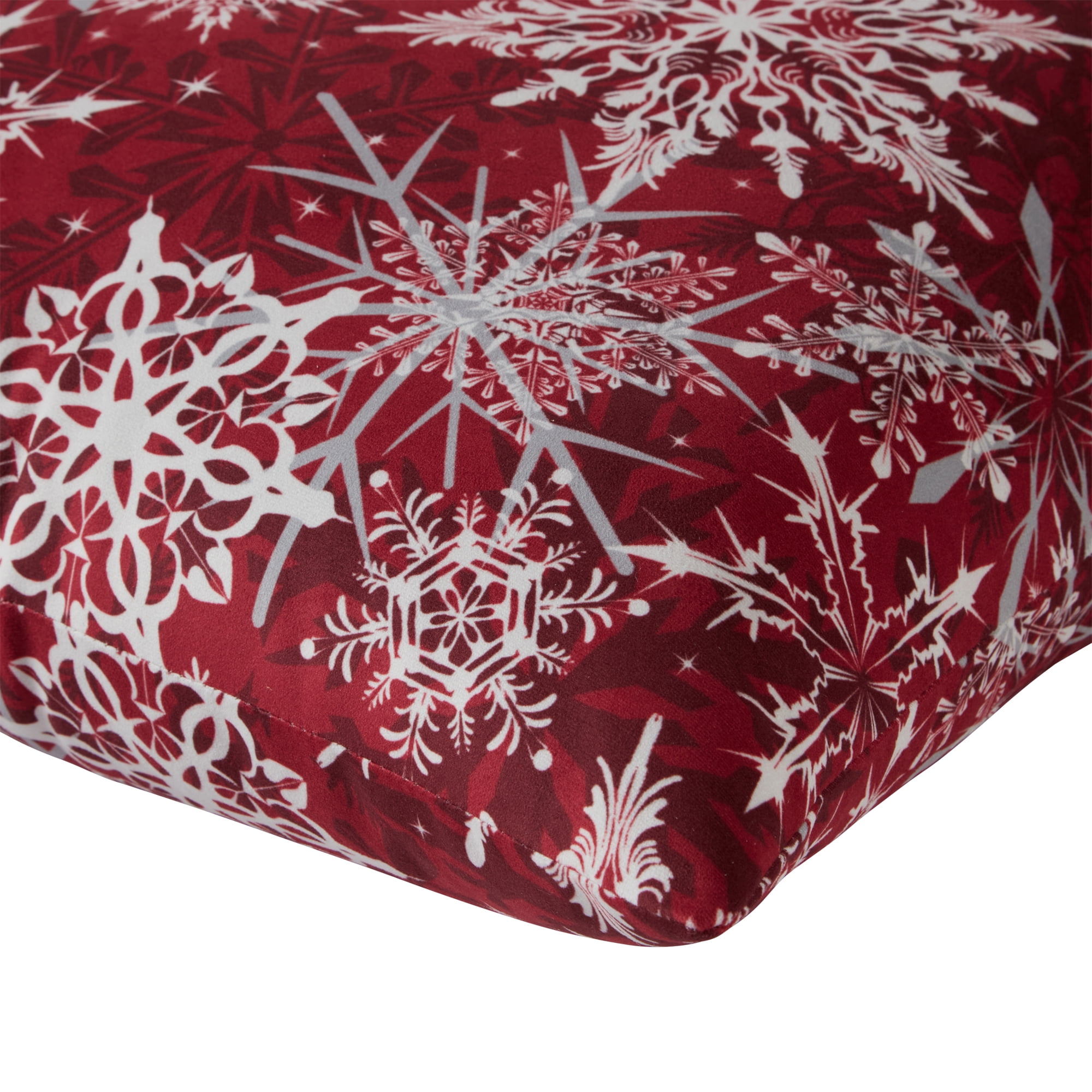 Greendale Home Fashions Snowflakes Christmas Square Throw Pillow - 18" - Red and White