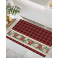 thumbnail image 3 of Christmas Poinsettia Bath Rug 2x3ft Woven Bathroom Entryway Runner Rug,Red Plaid Xmas Botanical Washable Living Room Hallway Bedroom Kitchen Carpet with Tassels,Indoor Outdoor Throw Doormat, 3 of 7