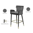 thumbnail image 4 of Meridian Furniture Luxe 28"H Velvet Counter Stool in Gray (Set of 2), 4 of 5