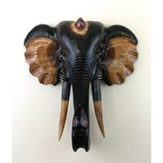 20" Huge Extra Large Exotic Handcrafted Wooden Brown Elephant Wall Statue Sculpture Hanging Home Decor Hand Carved Handmade Accent Decoration Wood