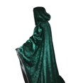 thumbnail image 4 of Dark Green Wizard Robe with Hood and Sleeves, Halloween Party Costume for Adults, Velvet Lined in BLACK Satin Cosplay, 64" Cloak, 4 of 6