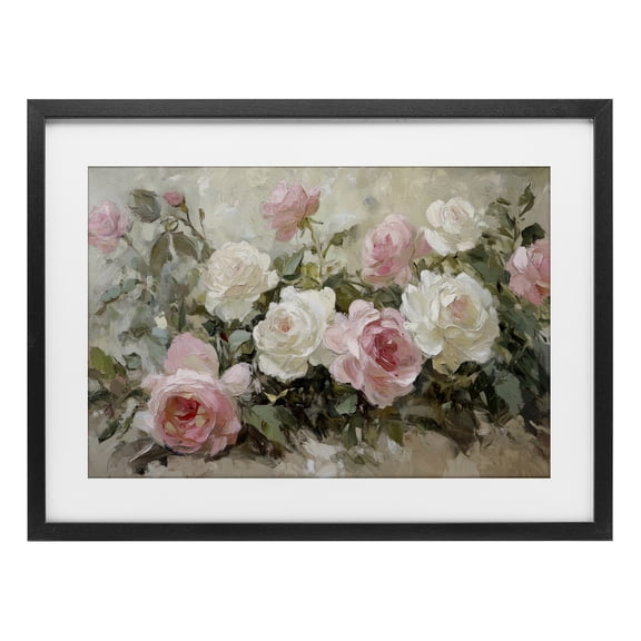Stupell Industries Transitional Rose Bouquets Pink and White Black Framed Print Under Glass, 20 x 14, by Petals Prints Design