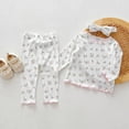 thumbnail image 5 of Splozh Cute Baby Girl Outfits Girls Breathable Long Sleeved Home Clothes Cute Flower Pattern Homewear Set 2PCS Outfits,Pink,4-5 Years, 5 of 6