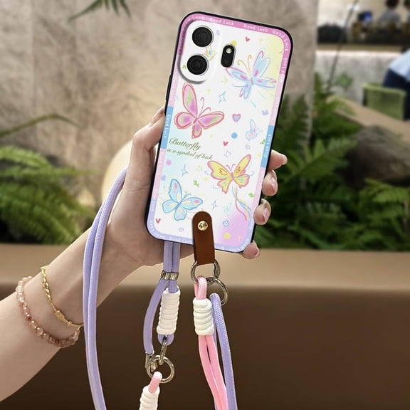 LYM-Phone Case For TCL NxtPaper70 Pro/T807D/W/E, Durable protective Crossbody Full wrap Shockproof TPU Waterproof Cartoon Necklace Silicone Back Cover Diagonal Soft case Anti-dust Cute
