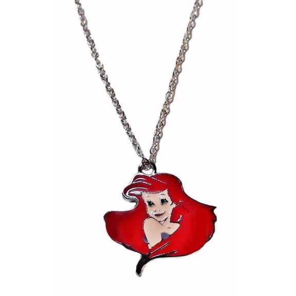 The Little Mermaid's Ariel Character 1/2 Inch Metal/Enamel Pendant w/ 18" Chain