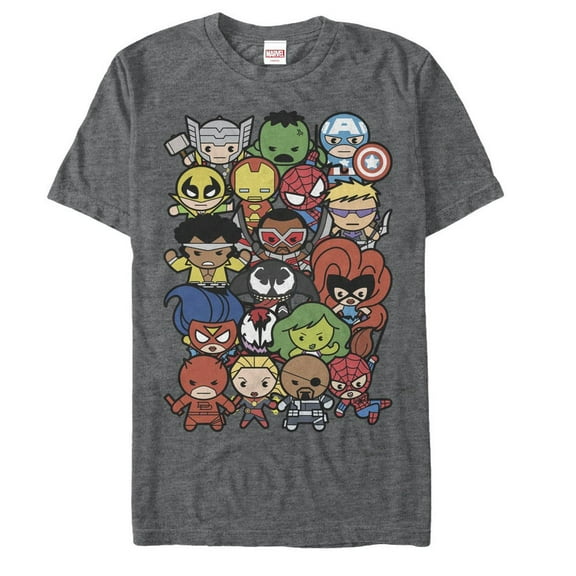 Men's Marvel Kawaii Hero Shot Graphic Tee Charcoal Heather Medium