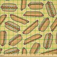 thumbnail image 2 of Ambesonne Hot Dog Fabric by the Yard Microfiber, Bread Sausage and Mustard, 10 Yards, Mustard and Almond, 2 of 4