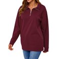 thumbnail image 2 of Xuanfei Women Stand Collar Zip Up Side Pocket Long Sleeve Top, 2 of 7