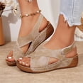 thumbnail image 5 of CYMMPU Women's Cutout Slingback Wedge Sandals, Open Toe Platform Slip On Shoes, Breathable Lightweight Summer Daily Footwear Khaki 43, 5 of 9