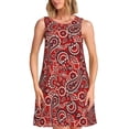 thumbnail image 1 of Fotbe Vintage Red Paisley Vestido de Verano sin Mangas para Mujer – Vestido Midi Línea A, Estilo Camiseta Floral, Vestido Playero Casual y Fluido, 1 of 7
