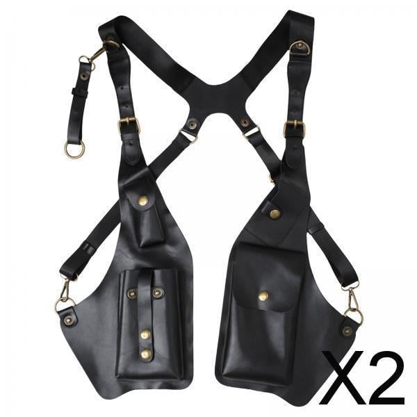Estuche para arnés de hombro,Bolso de hombro tipo bandolera de piel sintética con doble asa para debajo del brazo,Cartera de ocio para hombre con bolsillos ocultos,Bolso de hombro doble