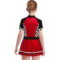 thumbnail image 4 of Sinleey Robe Tutu à Sequins Imprimés pour Filles, Combinaison de Pilote de Voiture de Course, Robe à Damier Rouge 8, 4 of 6