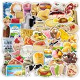 thumbnail image 1 of Pegatinas de vinilo con leche, pan, tarta y comida, impermeables, gris, 50 unidades, 1 of 2