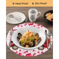 thumbnail image 3 of 15 Inch Round Placemats Set of 4, Valentine's Day Non Slip Heat Insulation PP Table Mats, Roses Car Love Hearts Romantic Pink Plaid Washable Place Mats for Kitchen Dining Party Table Decor, 3 of 7