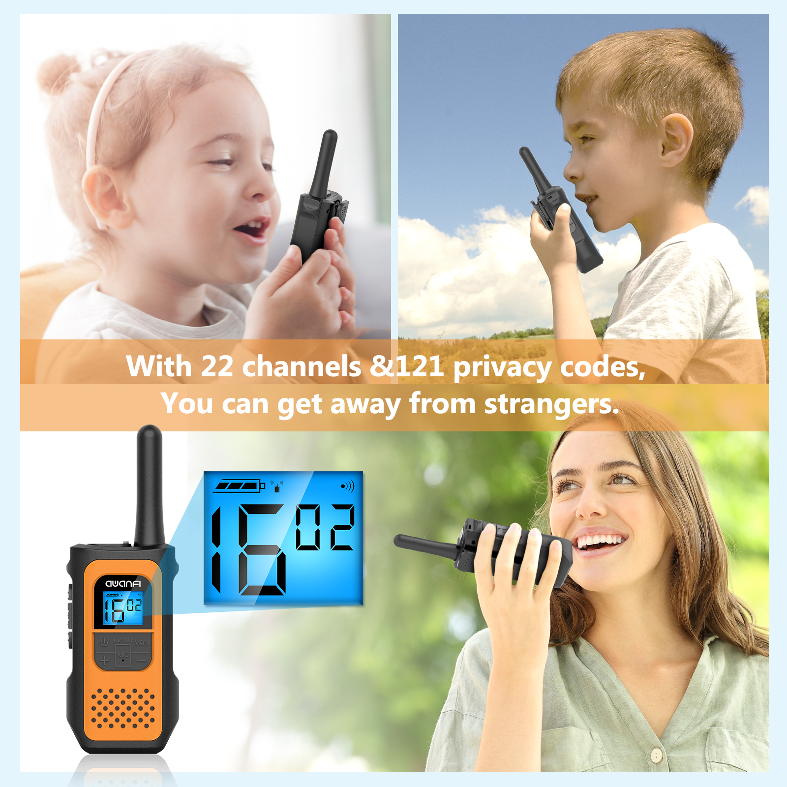 AWANFI Rechargeable Walkie Talkies 4-Pack photo 6
