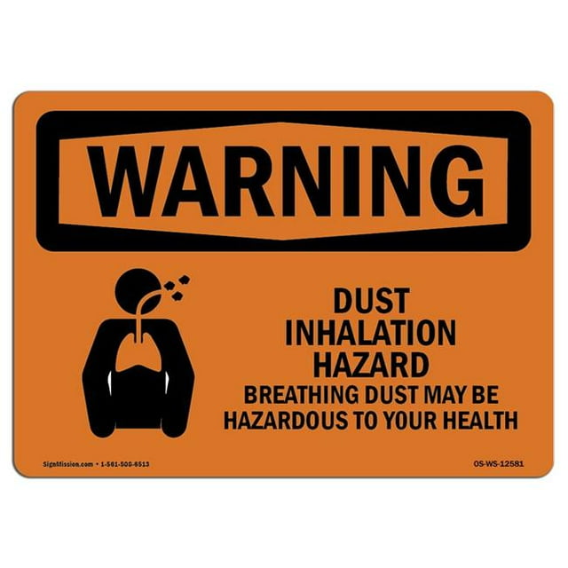 SignMission OS-WS-A-1014-L-12581 10 x 14 Po - Danger d'Inhalation de Poussières