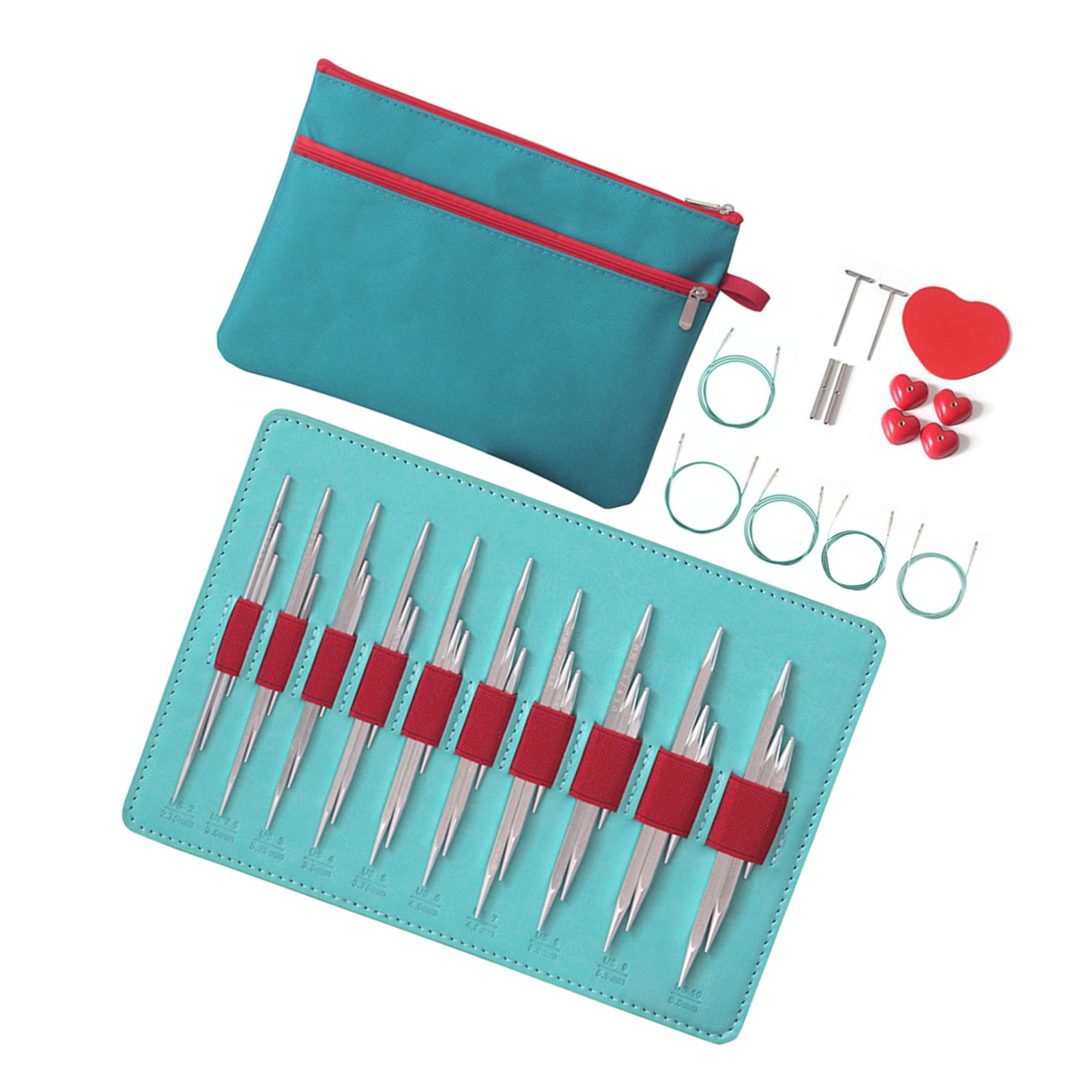 10Pairs Interchangeable Circular Knitting Needle Set with Storage Bag for Crocheting 2.75-6.0mm Aluminum Sweater Needle
