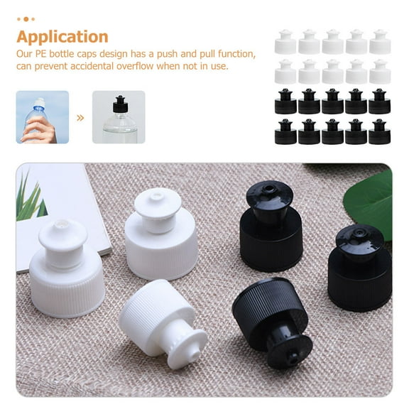 LULULION 40Pcs Portable Bottle Caps Professional Water Bottle Lids with Overflow Prevention