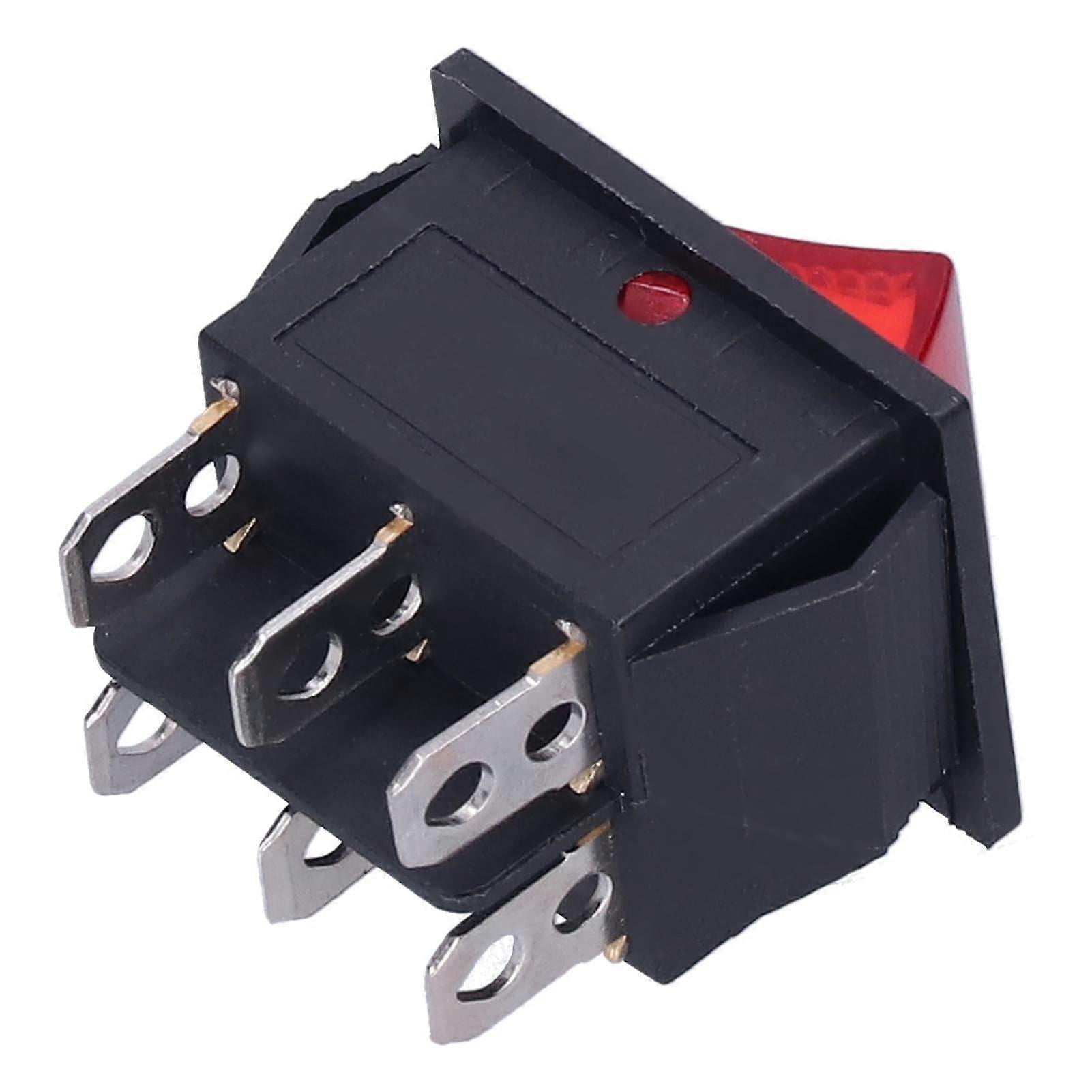 Red On/Off Rocker Switch with Indicator Light, 6 Pin, 2 Level, KCD4 ...