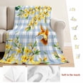 thumbnail image 5 of Forsythia Flowers Blanket Soft Cozy Warm Throw Blanket for Couch, Plush Fuzzy Flannel Fleece Blankets for Sofa, Spring Yellow Floral Hummingbird Blue Plaid Bed Blankets Gifts for Men, 40"x60", 5 of 9
