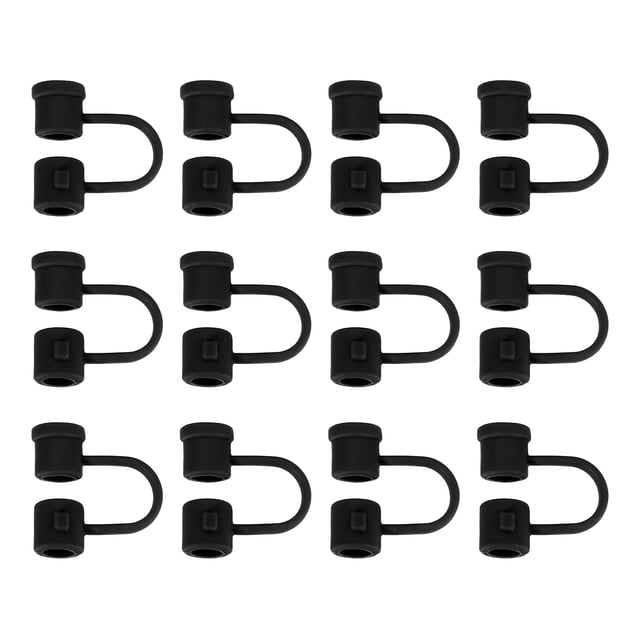 Tapa de funda para pajitas de 12 piezas, tapa de silicona negra para pajitas de 8mm/0.32" OD