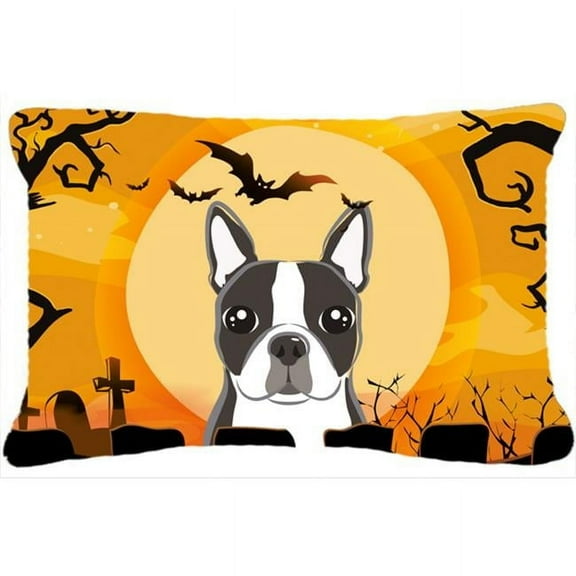 Carolines Treasures BB1761PW1216 Halloween Boston Terrier Canvas Fabric Decorative Pillow, 12H x16W, multicolor