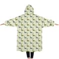 thumbnail image 2 of Oversized Wearable Blanket Hoodie,LightYellow Cartoon Dinosaurs Leaves Pattern Sherpa Blanket Hoodie with Super Pockets,Super Warm Fuzzy Pullover for Women & Men, 2 of 6