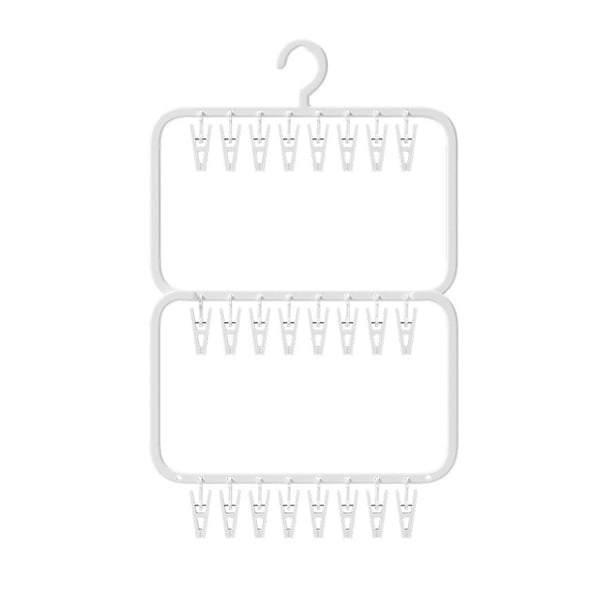 Tendedero colgante con pinzas, percha portátil para calcetines, pañales y sujetadores. doble capa